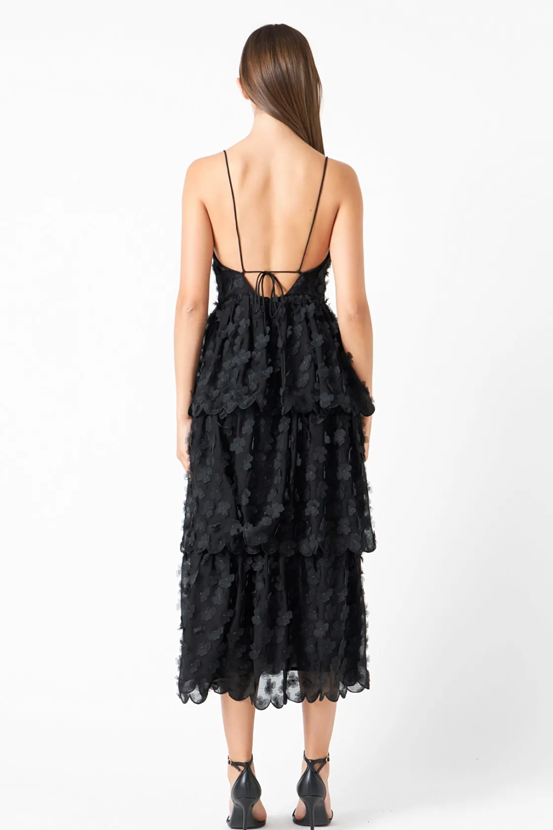 endless_rose__floral_tier_2.webp ENDLESS ROSE Tops*- Floral Tiered Midi Dress BLACK