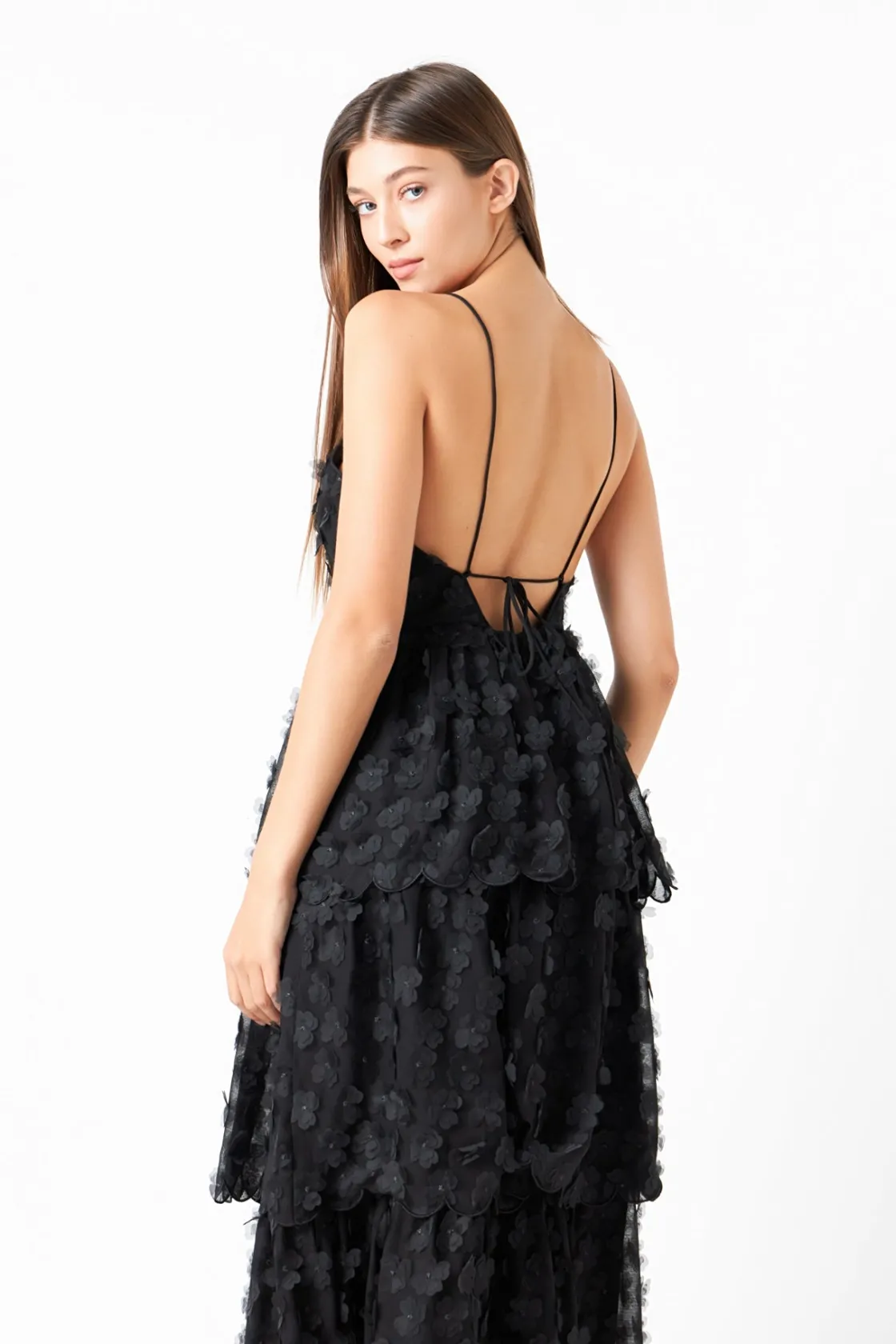 endless_rose__floral_tier_3.webp ENDLESS ROSE Tops*- Floral Tiered Midi Dress BLACK
