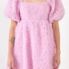ENDLESS ROSE Tops*- Floral Trim Fabric Back Tie Detail Mini Dress LILAC