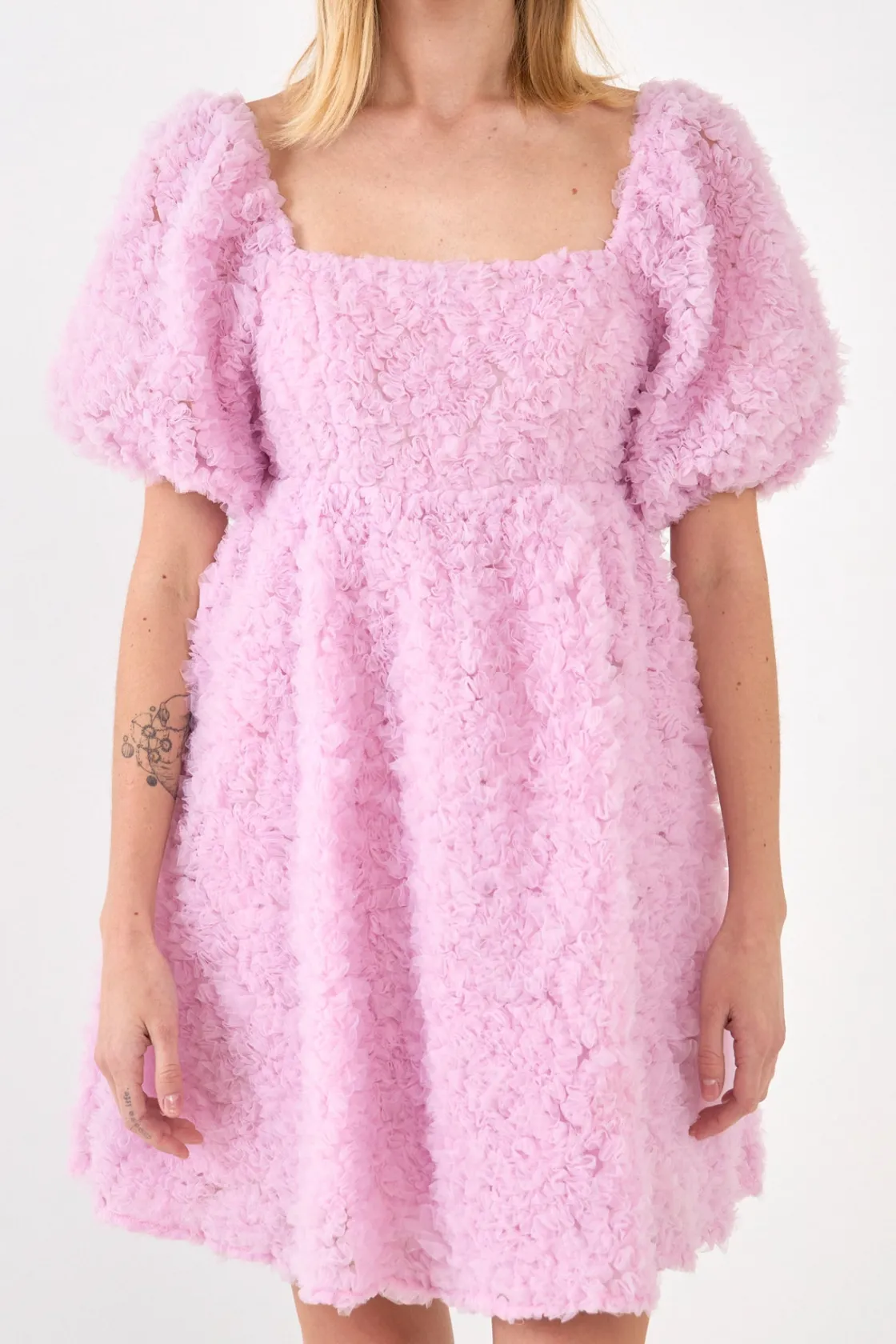 endless_rose__floral_trim_0.webp ENDLESS ROSE Tops*- Floral Trim Fabric Back Tie Detail Mini Dress LILAC