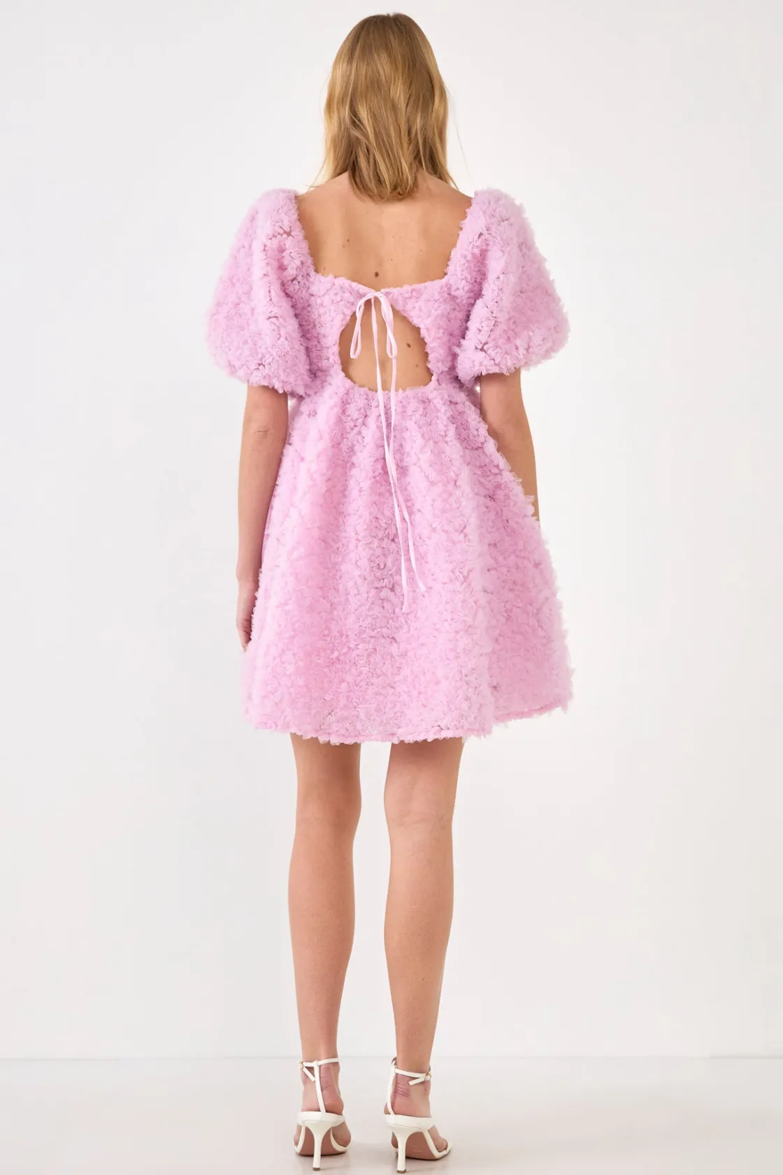 endless_rose__floral_trim_2.webp ENDLESS ROSE Tops*- Floral Trim Fabric Back Tie Detail Mini Dress LILAC