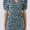 ENDLESS ROSE Tops*- Floral V-neck Shirring Dress NAVYMULTI