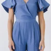 ENDLESS ROSE Tops | One Pieces*- Flounce Sleeve Jumpsuit BLUE