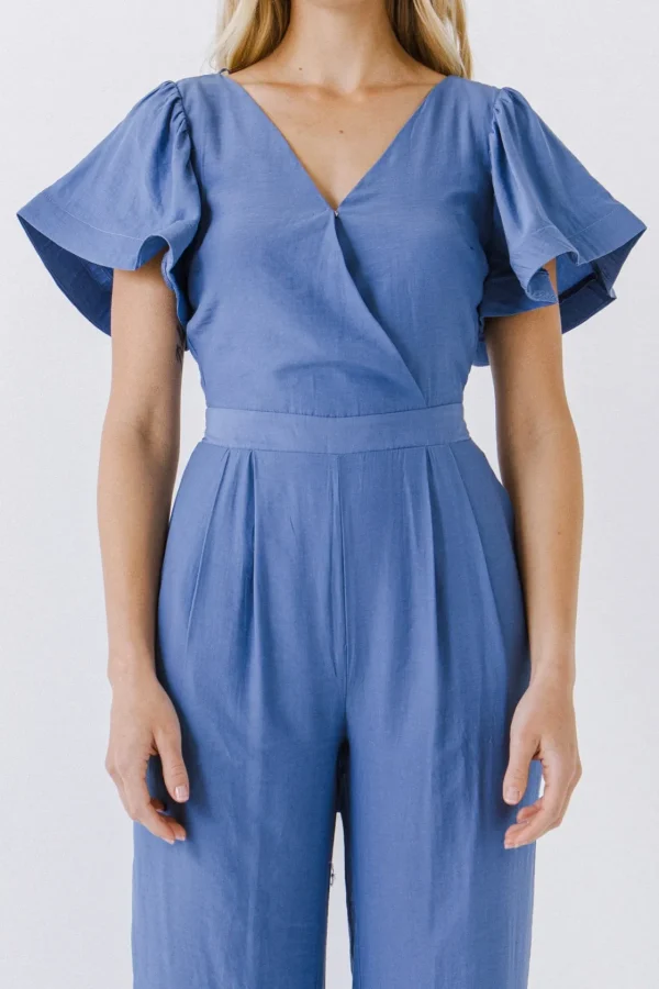 ENDLESS ROSE Tops | One Pieces*- Flounce Sleeve Jumpsuit BLUE