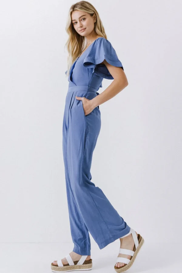 ENDLESS ROSE Tops | One Pieces*- Flounce Sleeve Jumpsuit BLUE