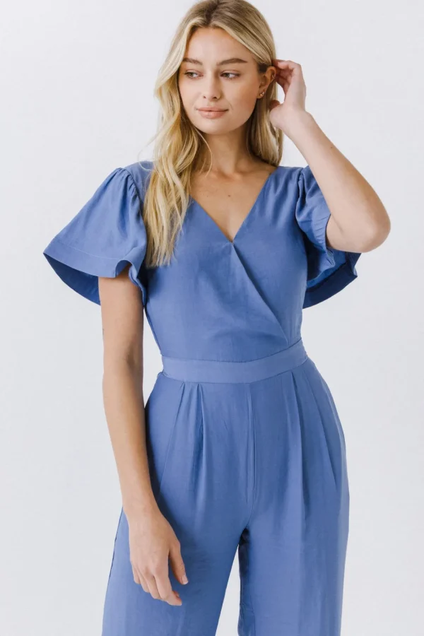 ENDLESS ROSE Tops | One Pieces*- Flounce Sleeve Jumpsuit BLUE