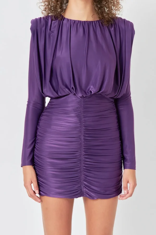 ENDLESS ROSE Tops*- Fluid Shoulder Pad Mini Dress