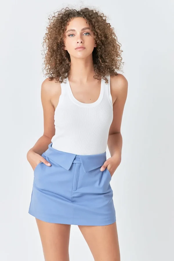 ENDLESS ROSE Tops*- Fold Waist Mini Skort