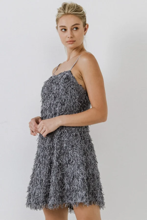ENDLESS ROSE Tops*- Fringed Flare Mini Dress