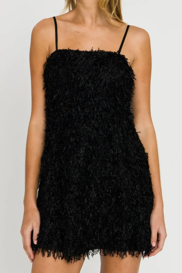 ENDLESS ROSE Tops*- Fringed Flare Mini Dress