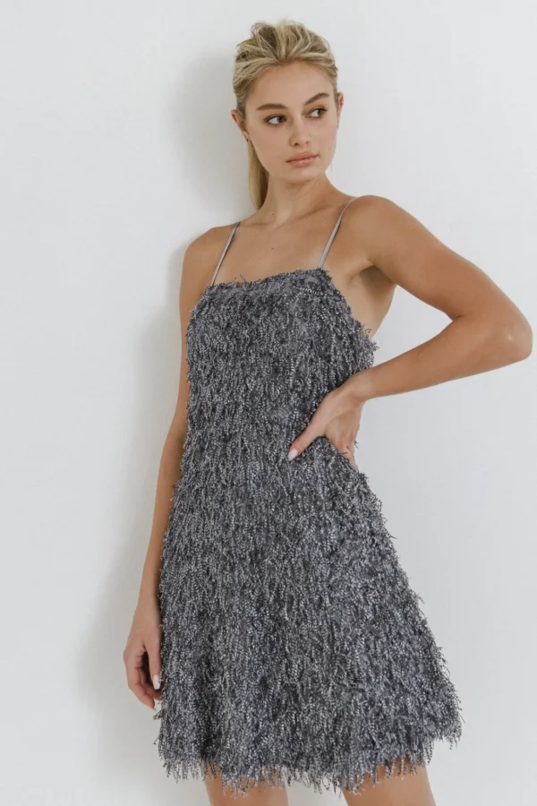 ENDLESS ROSE Tops*- Fringed Flare Mini Dress