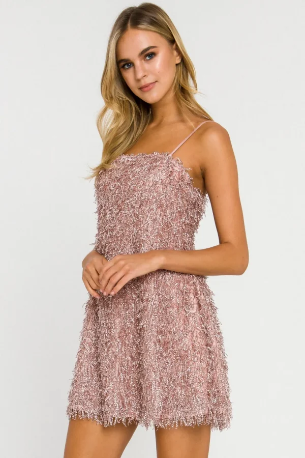 ENDLESS ROSE Tops*- Fringed Flare Mini Dress