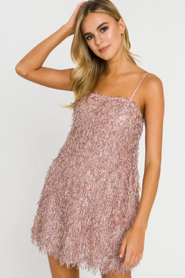 ENDLESS ROSE Tops*- Fringed Flare Mini Dress