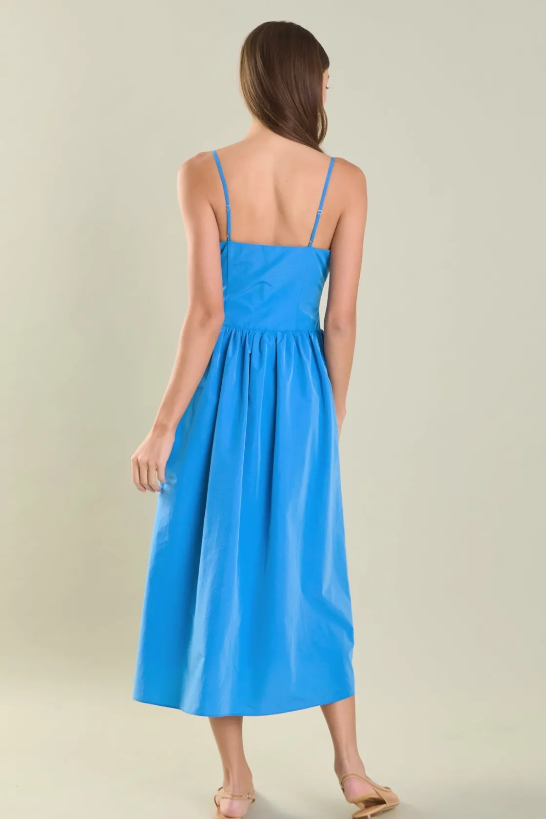 endless_rose__front_ties__2.webp ENDLESS ROSE Tops*- Front Ties Midi Dress CORNFLOWER