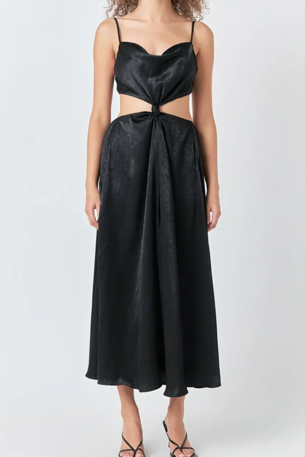 ENDLESS ROSE Tops*- Front Twist Maxi Dress BLACK