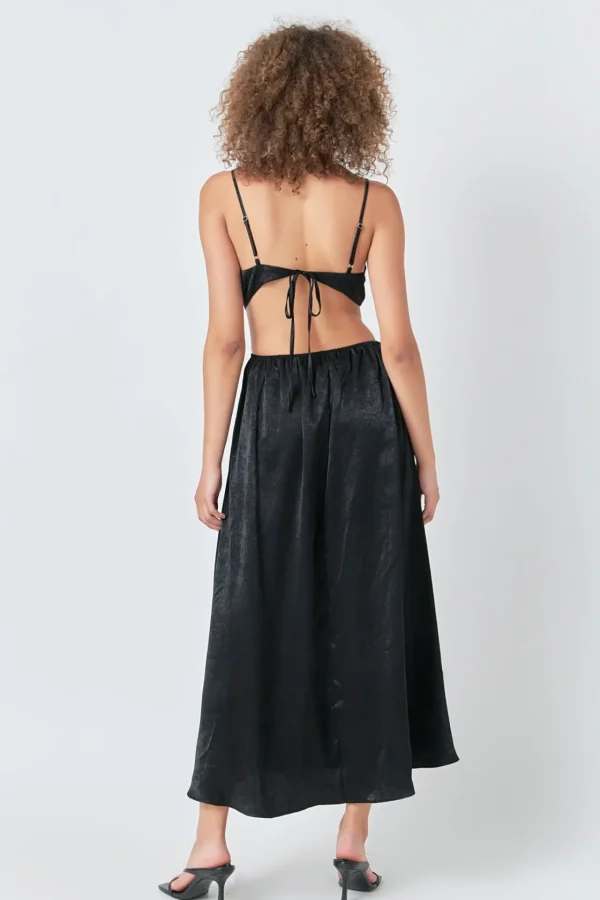 ENDLESS ROSE Tops*- Front Twist Maxi Dress BLACK