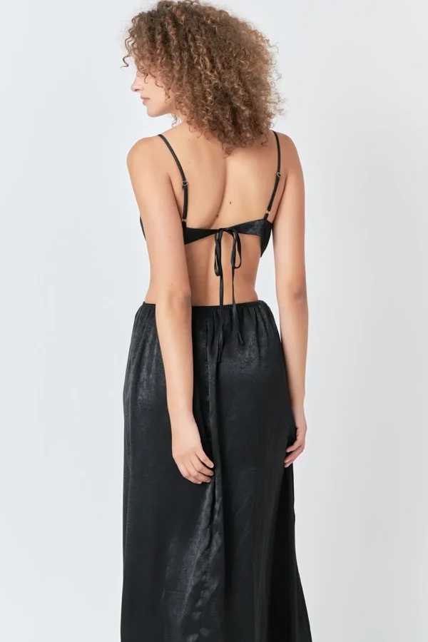 ENDLESS ROSE Tops*- Front Twist Maxi Dress BLACK