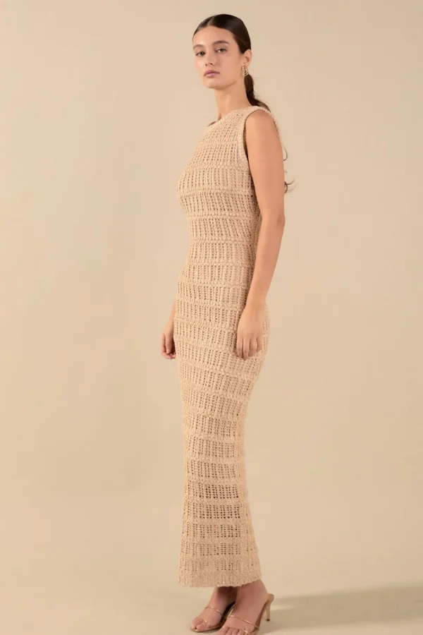 ENDLESS ROSE Tops*- Gigi Sequins Knit Maxi Dress GOLD