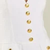 ENDLESS ROSE Tops*- Gold Buttons Linen Midi Dress IVORY