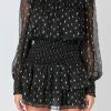 ENDLESS ROSE Tops*- Gold Dot Printed Mini Dress BLACK