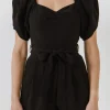 ENDLESS ROSE Tops*- Heart Neckline Romper BLACK