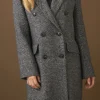 ENDLESS ROSE Tops*- Herringbone Double Breasted Coat BLACK/WHITE