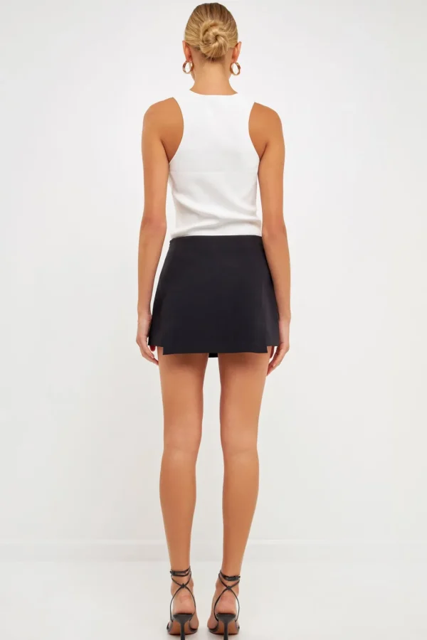 ENDLESS ROSE Tops*- High Waisted Slit Hem Mini Skort