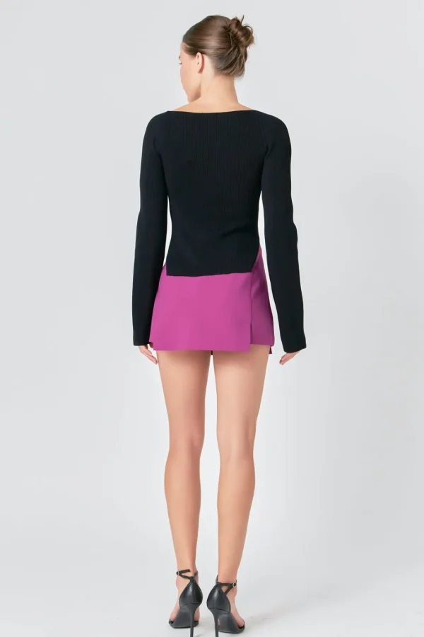 ENDLESS ROSE Tops*- High Waisted Slit Hem Mini Skort