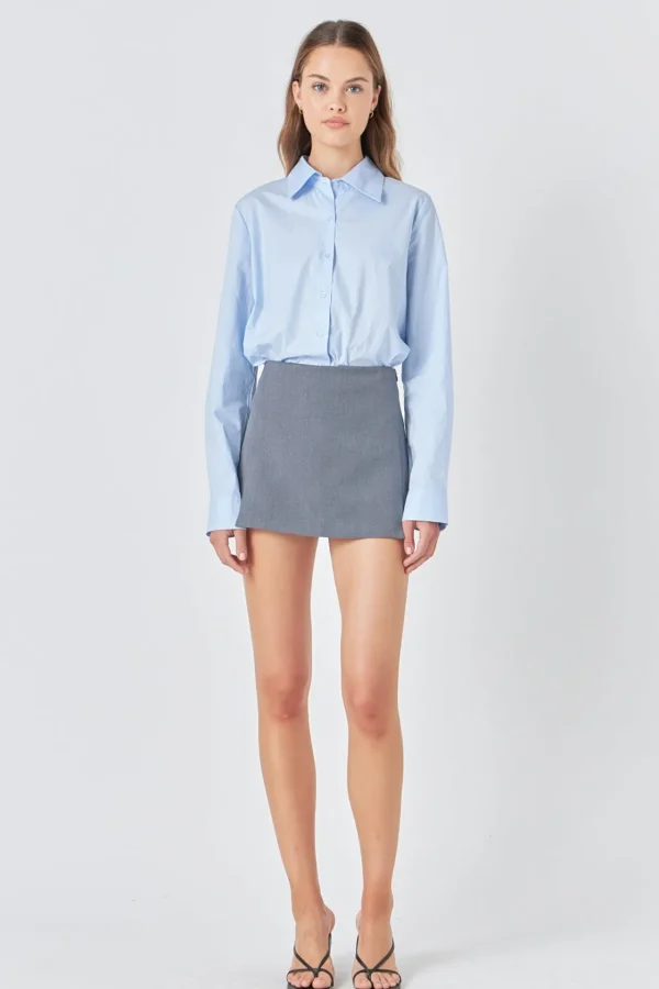 ENDLESS ROSE Tops*- High Waisted Slit Hem Mini Skort