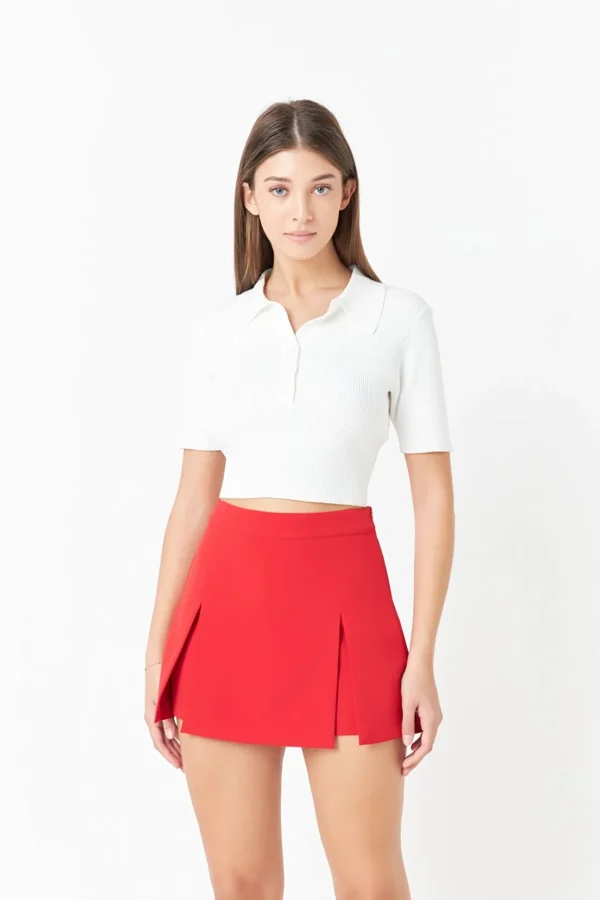 ENDLESS ROSE Tops*- High Waisted Split Hem Mini Skort