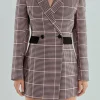 ENDLESS ROSE Tops*- Houndstooth Contrast Romper PINKMULTI