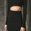 ENDLESS ROSE Tops*- Knit Cut Out Mini Dress BLACK