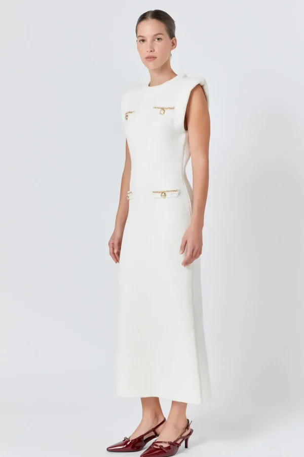 ENDLESS ROSE Tops*- Knit Padded Maxi Dress CREAM