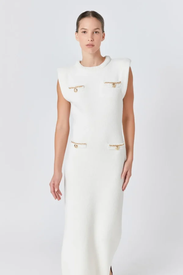 ENDLESS ROSE Tops*- Knit Padded Maxi Dress CREAM