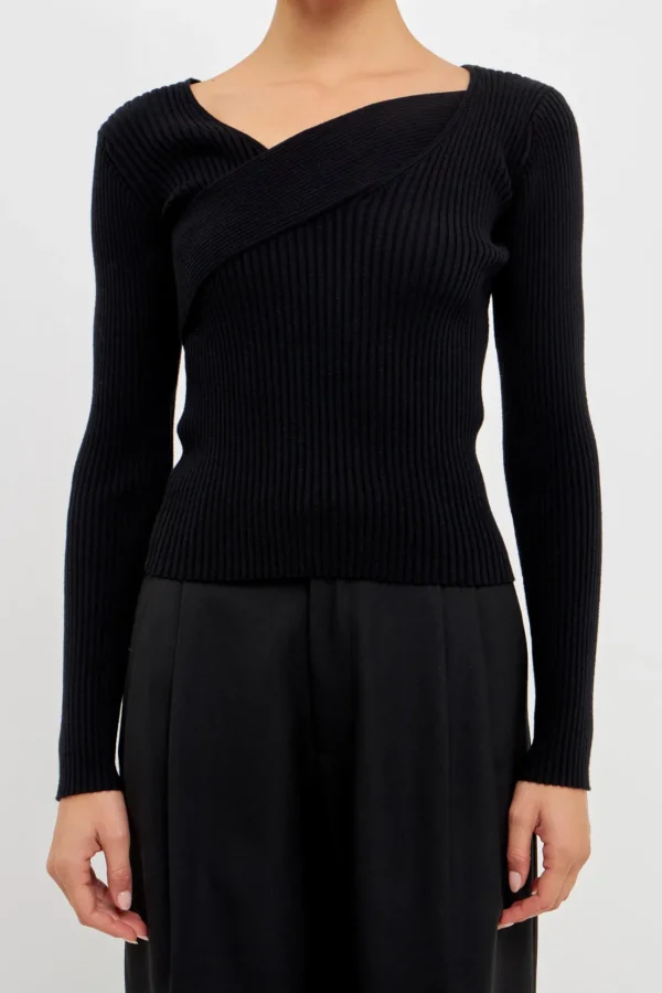 ENDLESS ROSE Tops*- Knit Wrap Sweater