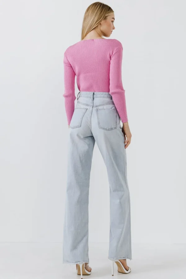 ENDLESS ROSE Tops*- Knit Wrap Sweater