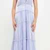 ENDLESS ROSE Tops*- Light Sheen Front Tie Maxi Gown GRAPE