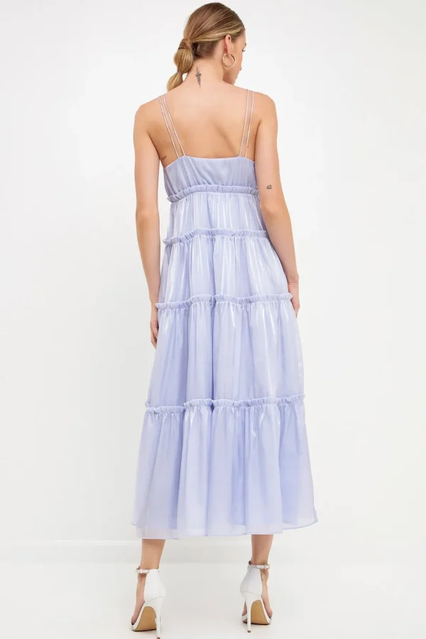 ENDLESS ROSE Tops*- Light Sheen Front Tie Maxi Gown GRAPE