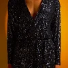 ENDLESS ROSE Tops*- Long Sleeve Sequin Romper