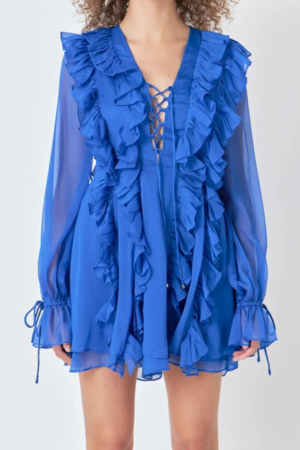 ENDLESS ROSE Tops*- Long-Sleeve Ruffle Mini Dress