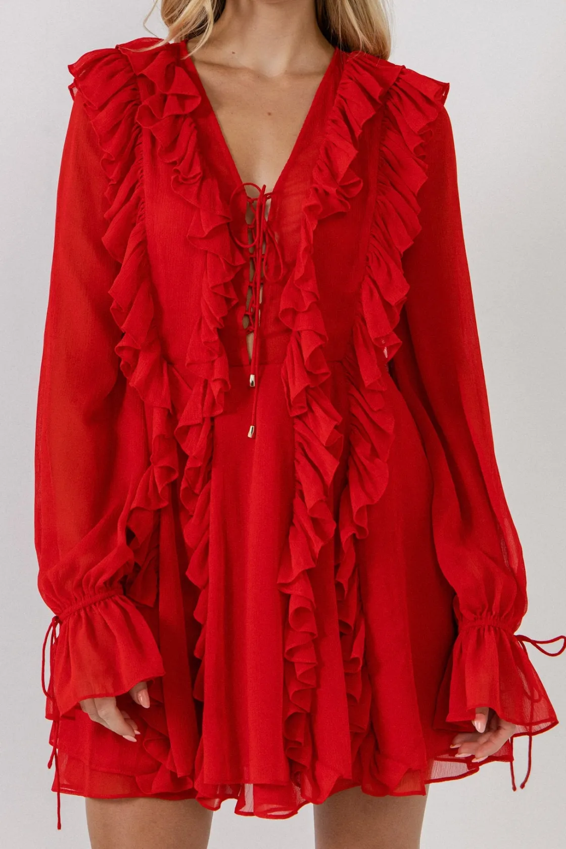 endless_rose__longsleeve__10.webp ENDLESS ROSE Tops*- Long-Sleeve Ruffle Mini Dress