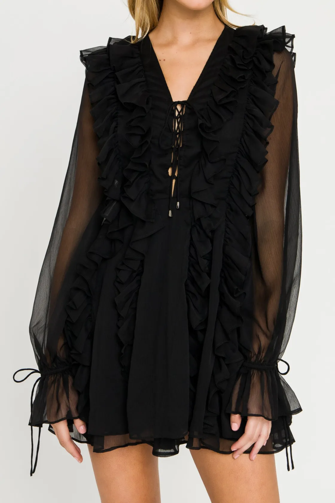 endless_rose__longsleeve__14.webp ENDLESS ROSE Tops*- Long-Sleeve Ruffle Mini Dress
