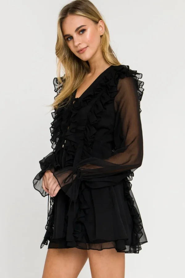 ENDLESS ROSE Tops*- Long-Sleeve Ruffle Mini Dress