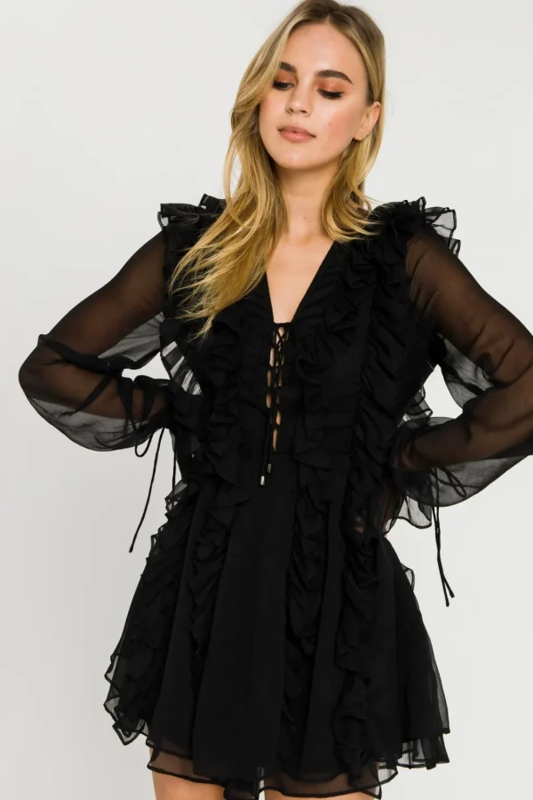 ENDLESS ROSE Tops*- Long-Sleeve Ruffle Mini Dress