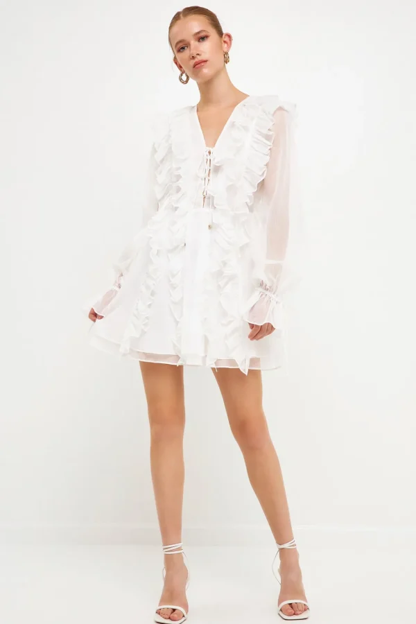 ENDLESS ROSE Tops*- Long-Sleeve Ruffle Mini Dress