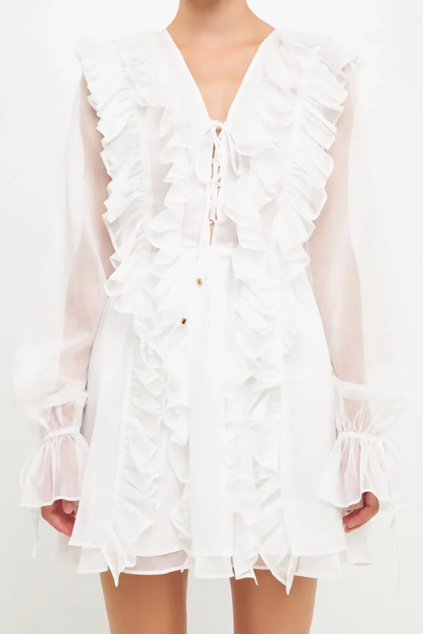 ENDLESS ROSE Tops*- Long-Sleeve Ruffle Mini Dress