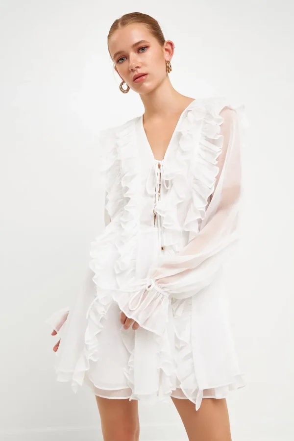 ENDLESS ROSE Tops*- Long-Sleeve Ruffle Mini Dress