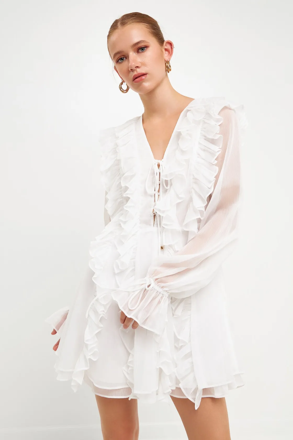 endless_rose__longsleeve__28.webp ENDLESS ROSE Tops*- Long-Sleeve Ruffle Mini Dress