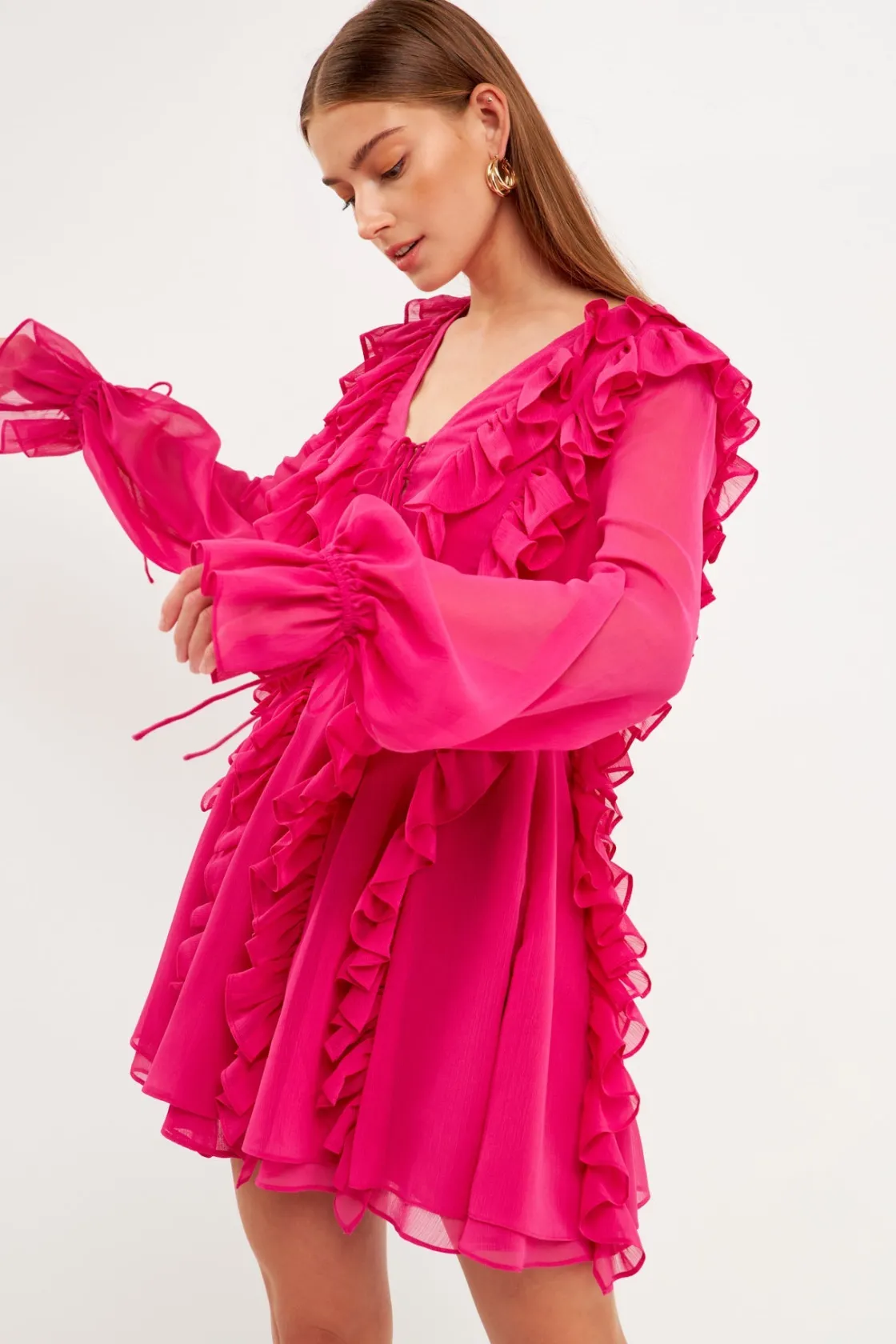 endless_rose__longsleeve__8.webp ENDLESS ROSE Tops*- Long-Sleeve Ruffle Mini Dress