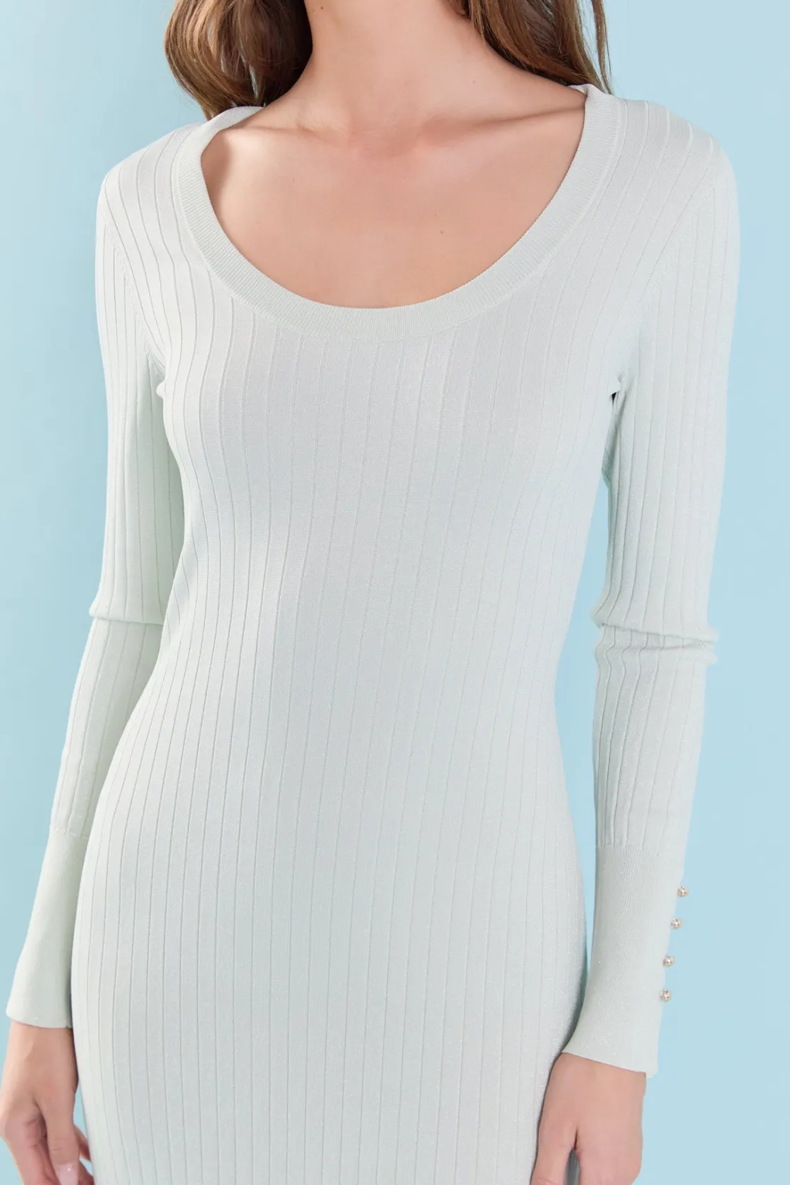 endless_rose__lurex_sweat_0.webp ENDLESS ROSE Tops*- Lurex Sweater Midi Dress SAGE